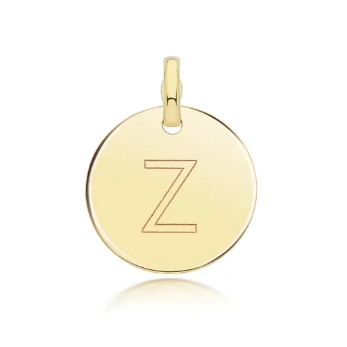 9ct Yellow Gold Round Plain Initial Pendant 14.3mm Z